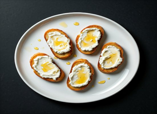 Crostini di pane, ricotta e miele